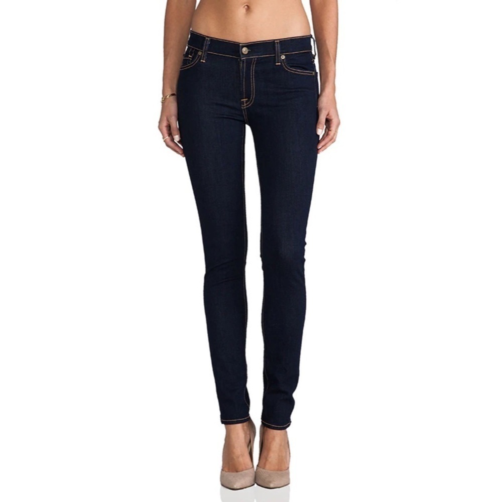 7 For All Mankind Rinsed Indigo Blue Stretch Cotton The Skinny Jean Size 26